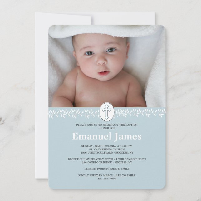 Holy Cross Photo Religious Invitation (Front)