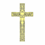 "Holy Cross" Photo Sculpture Key Ring<br><div class="desc">A gold-coloured Latin Cross engraved with olive branches.</div>