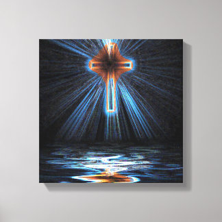 holy cross reflected on water canvas print