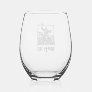 Holy Cross Vintage Basketball Religious Shirt Stemless Wine Glass
