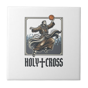 Holy Cross Vintage Basketball Religious Shirt Tile