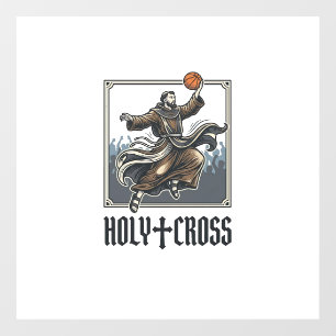 Holy Cross Vintage Basketball Religious Shirt Window Cling
