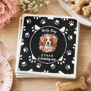 Holy Dog, I'm One Dog Girl 1st Birthday Napkin