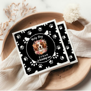 Holy Dog, I'm One   Dog Girl 1st Birthday Napkin