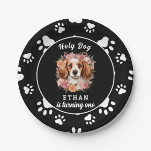 Holy Dog, I'm One Dog Girl 1st Birthday Paper Plate