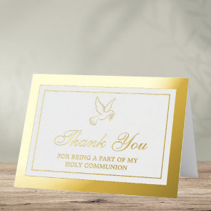 Holy Dove Communion Or Confirmation Thank You Real Foil Greeting Card