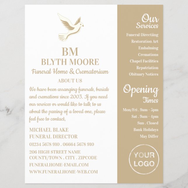 Holy Dove, Funeral Home, Directors Flyer (Front)