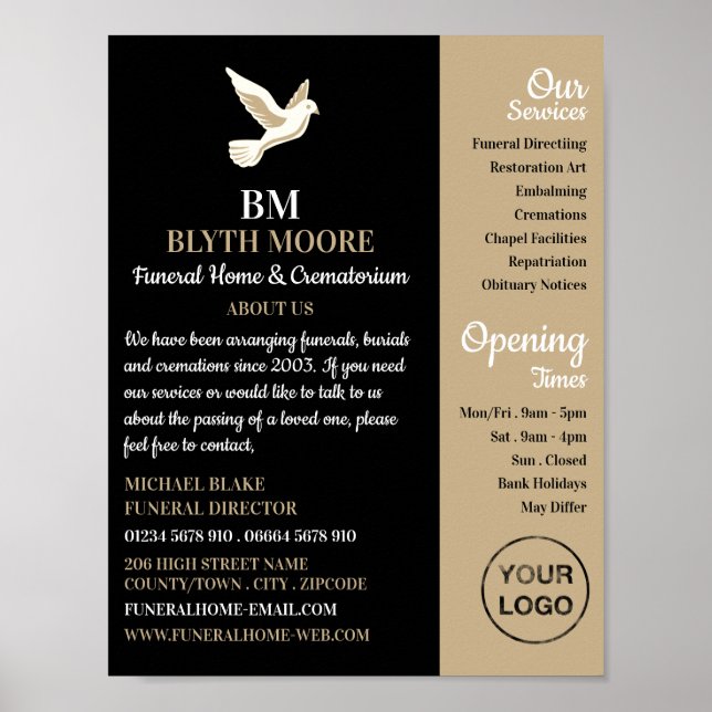 Holy Dove, Funeral Home, Directors Poster (Front)