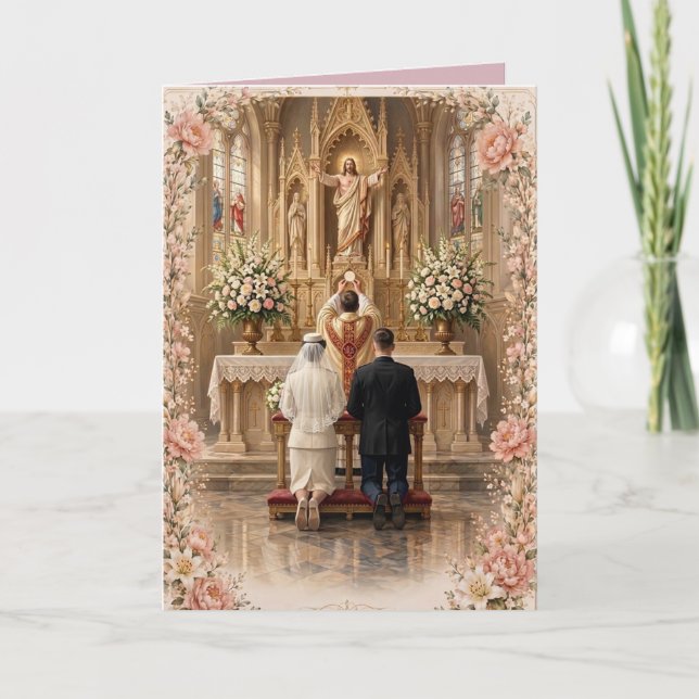 Holy Eucharist Catholic Wedding Invitation (Front)