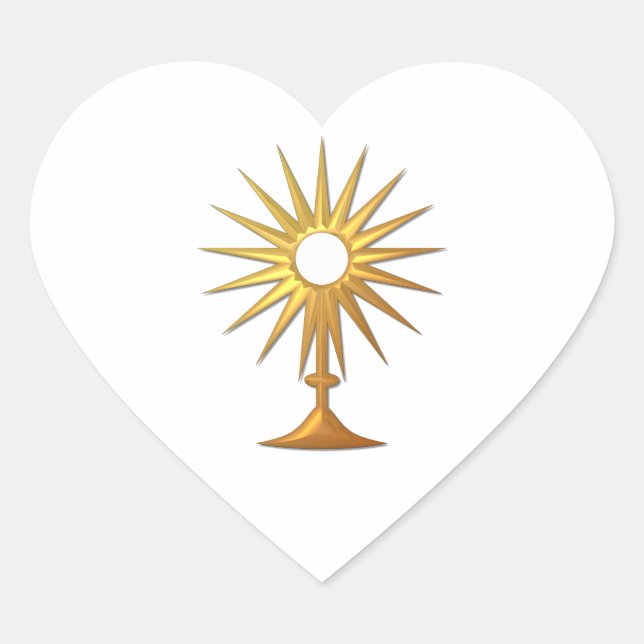 Holy Eucharist in golden Monstrance Heart Sticker (Front)