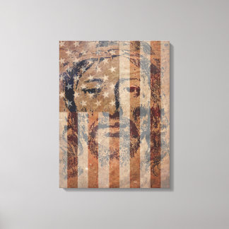 Holy Face of Jesus and American Flag Canvas Print