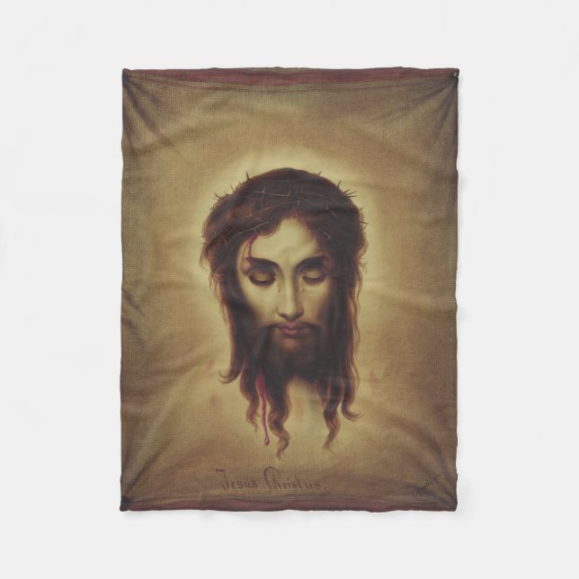 Holy Face of Jesus Christ Fleece Blanket (Front)