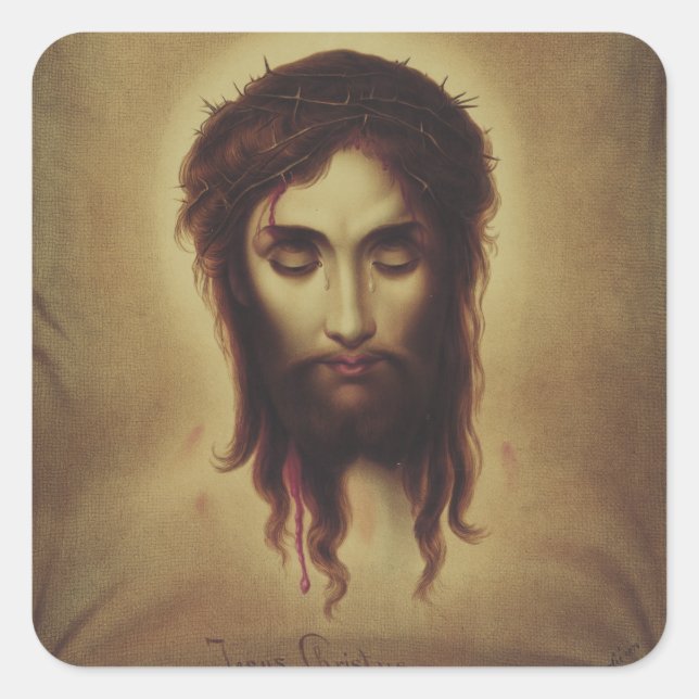 Holy Face of Jesus Christ Square Sticker (Front)