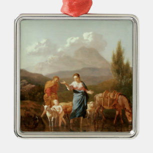 Holy family at a stream metal tree decoration