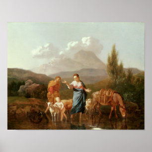 Holy family at a stream poster