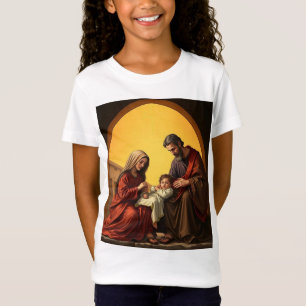 Holy Family Baby Jesus Mary and Joseph Girl's Tee