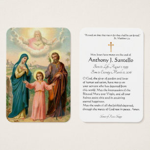 Holy Family Catholic Funeral Memorial Holy Card -