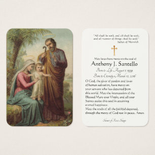Holy Family Catholic Funeral Memorial Holy Card -