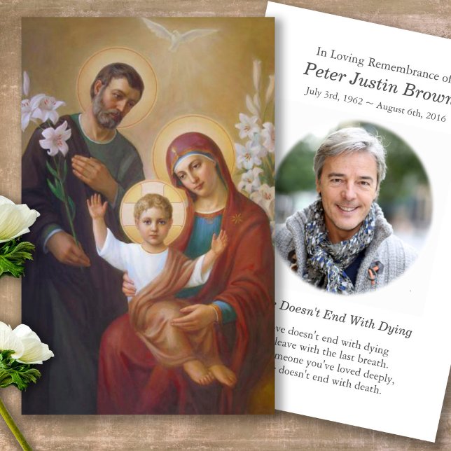 Holy Family Catholic Funeral Prayer Sympathy Cards (catholic, religious, celebration of life, in loving memory of, prayer cards for bereavement)