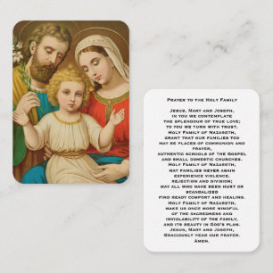 Holy Family Catholic Prayer Card