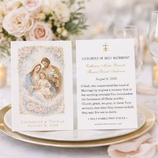 Holy Family Catholic Wedding Prayer Cards