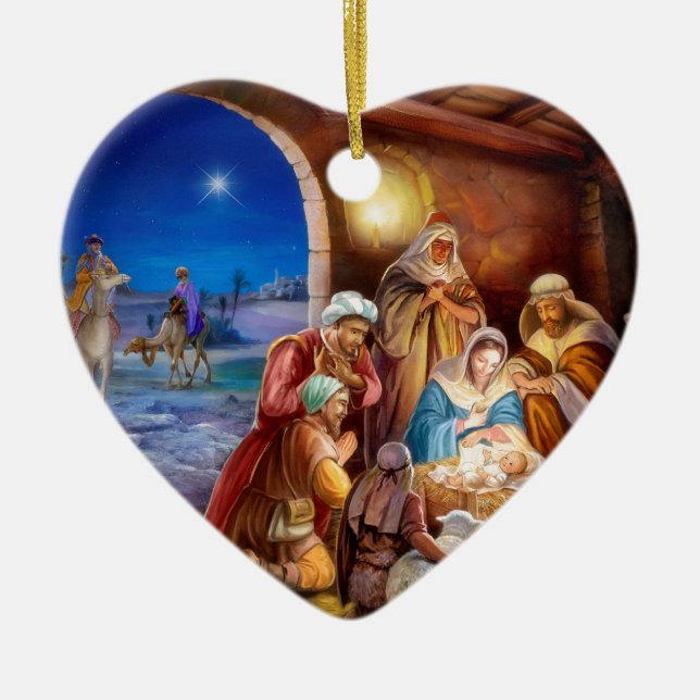 Holy family ceramic tree decoration (Front)