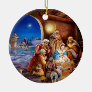 Holy family ceramic tree decoration