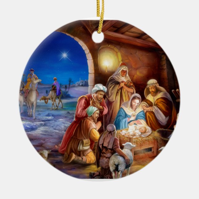 Holy family ceramic tree decoration (Front)