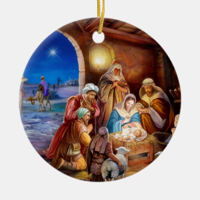 Holy family ceramic tree decoration (Front)