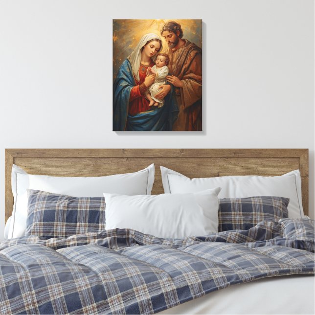 Holy Family Christmas Canvas Art For Peaceful Home (Insitu(Bedroom))