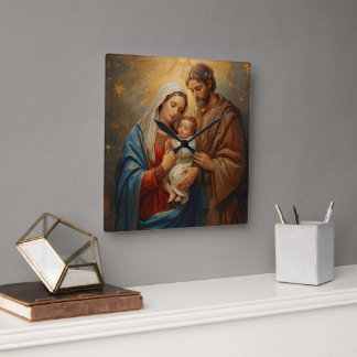 Holy Family Christmas Wall Clock For Peaceful Holi