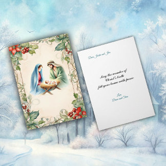 Holy Family Decorative Border Holiday Card