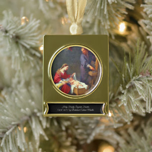 Holy Family Gold Plated Banner Ornament