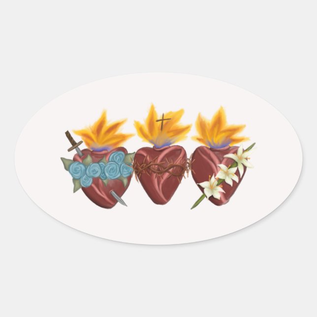 Holy Family Hearts Sticker - 4 pack (Front)