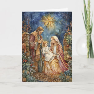 Holy Family in a Cosy Stable Card
