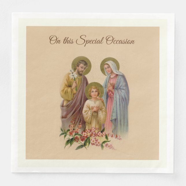 Holy Family Jesus Mary Holy St. Joseph Catholic Napkin (Front)