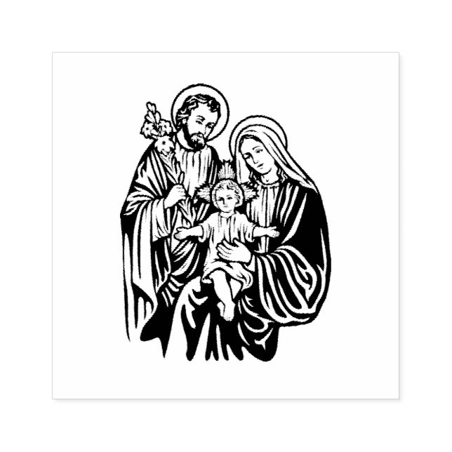Holy Family Jesus Mary Joseph Catholic Religious  Rubber Stamp (Imprint)