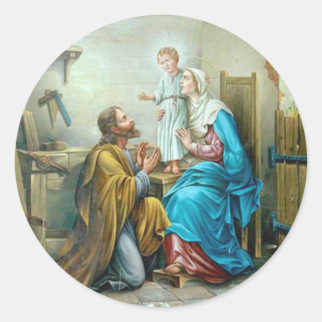 Holy Family Jesus Mary St. Joseph Religious Classic Round Sticker (Front)