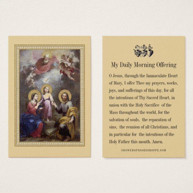 Holy Family Morning Offering Prayer (Front & Back)
