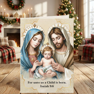 Holy Family Nativity Bible Verse Christmas Folded Holiday Card