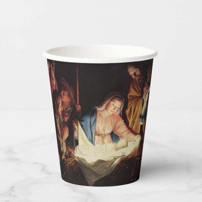 Holy Family Nativity Scen Religious Christmas Paper Cups (Front)