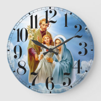 Holy Family On Sky Background Acrylic Wall Clock