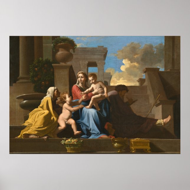 Holy Family on the Steps, Nicolas Poussin Fine Art Poster (Front)