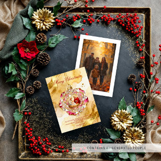 Holy Family Rose Ornament Photo Christmas TMF26 Holiday Card