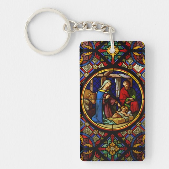 Holy Family "Stained Glass"  Key Ring (Front)