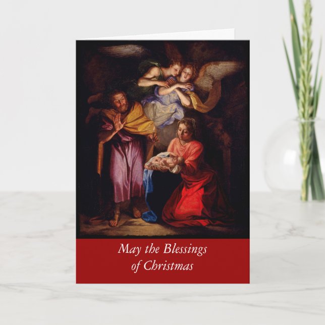Holy Family with Angels by Coypel Holiday Card (Front)