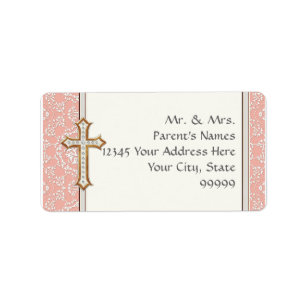 Holy First Communion Gold Golden Cross Lace Girl Label