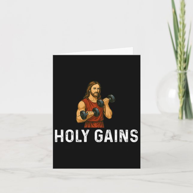 Holy Gains Church God - Weight Lifting Fitness Bod Card (Front)