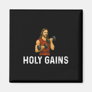 Holy Gains Church God - Weight Lifting Fitness Bod Magnet