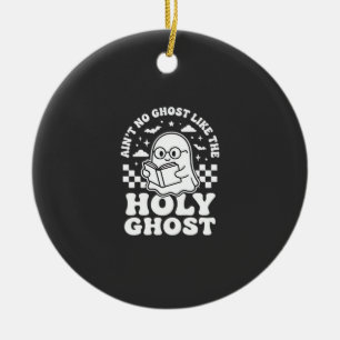 Holy Ghost Retro Halloween Ghost Design_1 Ceramic Tree Decoration